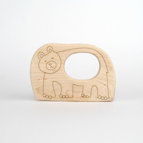 Wood Toy Bear Teether personalized wooden by littlesaplingtoys