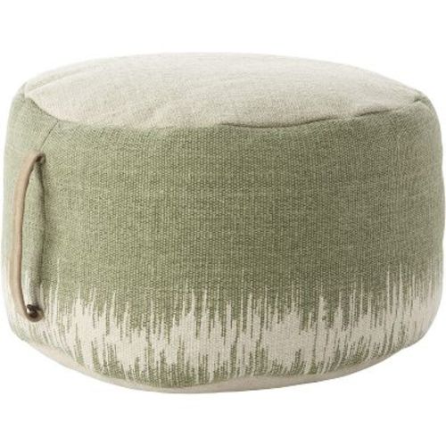 Mina Victory Life Styles Stonewash 20" X 20" X 12" Indoor Drum Pouf With Handle Sage