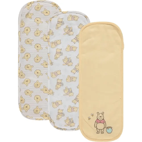 Disney Baby Burp Cloths 3 Pack – 100% Cotton – Mickey Mouse, Minnie Mouse, Winnie The Pooh, Dumbo – Soft & Absorbent Newborn Essentials for Boys & Girls