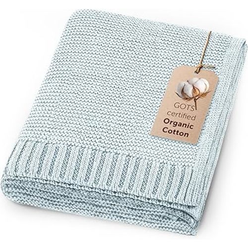 Organic Baby Blanket – 100% GOTS Certified Organic Cotton | Ultra-Soft Breathable Newborn Receiving Blanket | Hypoallergenic, Chemical-Free | Unisex Baby Gift | 30x40 Inches (Baby Blue)