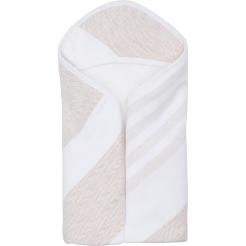 Nordstrom Hooded Cotton Gauze Towel, White- Beige Multi Stripe