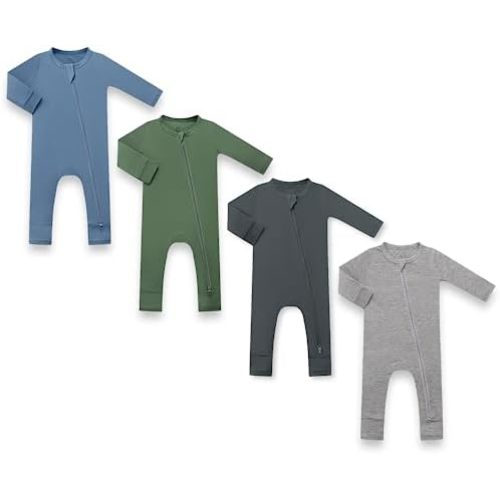 HAPIU Unisex Rayon Made from Bamboo Baby Rompers with Cuffs, 2 Way Zipper YKK, Footless Pajamas Jumpsuit