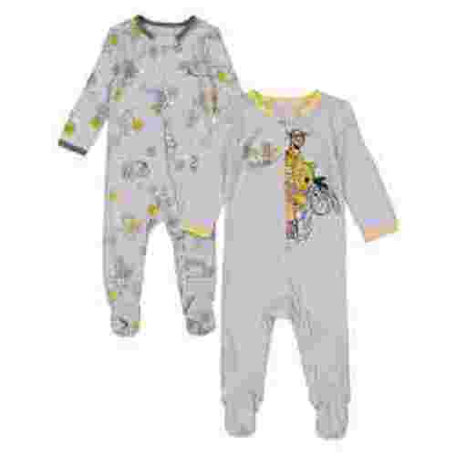 Disney Winnie the Pooh Newborn Baby Boys 2 Pack Zip Up Sleep N' Plays The / Grey 0-3 Months