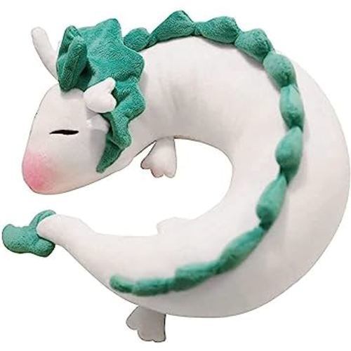 Anime Neck Pillow White Dragon Plush Doll Toy Kids Travel Neck Pillow, Cute Haku Plush for Chrismas Birthday Gift
