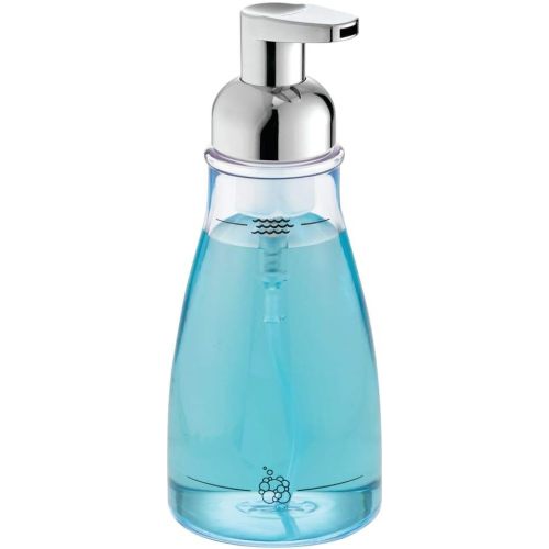 iDesign BPA-Free Plastic Refillable Foaming Soap Dispenser - 3.12" x 3.12" x 7.45", Clear/Chrome