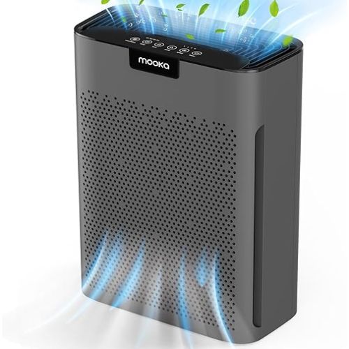 Air Purifiers for Home Large Room 2200 Ft² with Washable Filters, MOOKA H13 HEPA Filter Pet Air Purifier for Bedroom with Fragrance, Air Cleaner for Smoke Dust Pollen Pets Hair Odor, KJ190L Grey