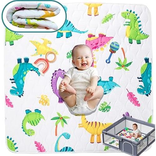 Baby Play Mat -Thick 50x50 Playpen Mat, Soft, Machine Washable Baby Mat for Floor and Premium Play Mat for Babies 6-12 Months for Playpen, Living Room and Hardwood Floor - Abbys Nest