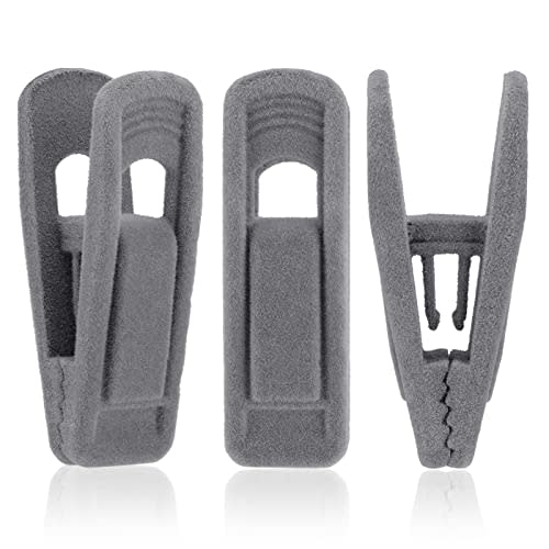Tinfol Velvet Hanger Clips, 50Pack Gray Pants Velvet Clips, Clothes Hanger Clip, Large Opening Clothes Pin Strong Finger Flocked Clips Perfect for Use with Slim-line Clothes Velvet Hangers