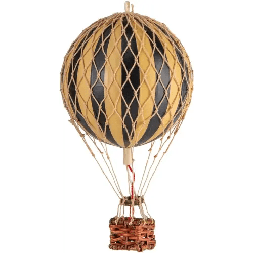Authentic Models, Floating The Skies Air Balloon, Hanging Home Decor - 5.3 Inch Height, Historic Hot Air Balloon Model for Home Decor, Detailed Vintage Decorations to Hang from Ceiling - Black