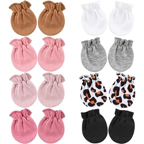 BQUBO Newborn Infant Toddler Mittens No Scratch Cotton Elastic Wrist Gloves Hypoallergenic for 0-6 Months Baby Boys Girls