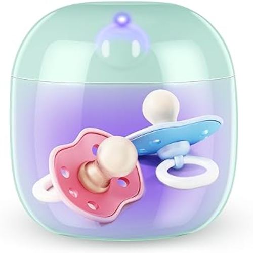Portable Pacifier Sterilizer, Mini UV Light Sterilizer, 99.99% Sterilization in 3 Mins, USB Rechargeable, Mini UV-C Sanitizer Box for Baby Pacifier, Bottle Nipples, Teethers, Headphones, Keys (Blue)