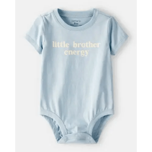 6-9 months Baby Boy 'Little Brother Energy' Short-Sleeve Graphic Bodysuit - Blue | Carter's