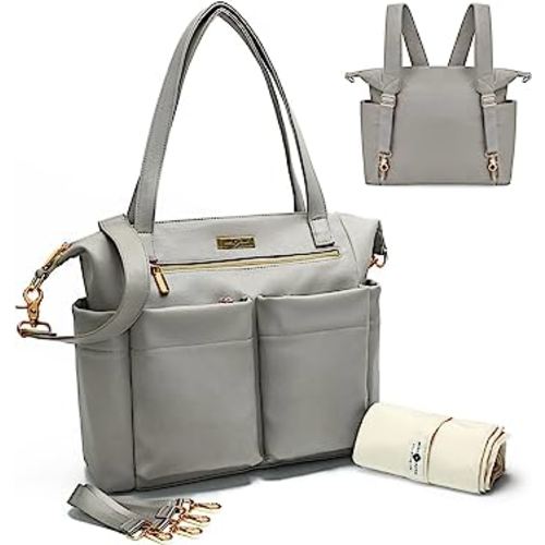 miss fong Diaper Bag Tote Baby Bag Leather Diaper Bag Backpack Large Diaper Tote Bag for girls & boys Diaper Bag Purse with 11 Diaper Bag Organizer,Changing Pad, Stroller Straps,4 Insulated Pockets