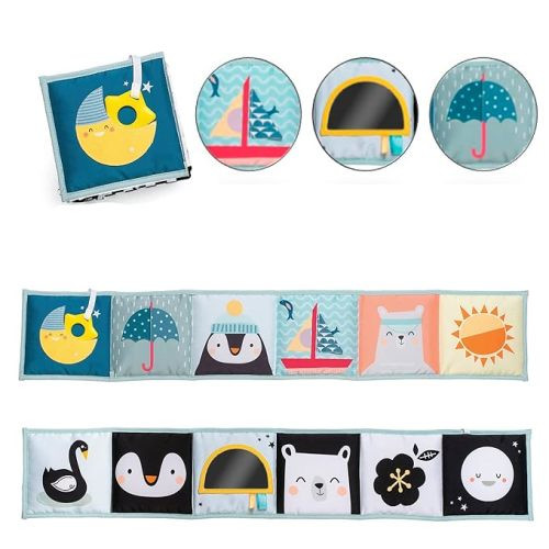 Newborn Infants 0-6 Soft Activity Book Black & White High Contrast Baby Book Infant Sensory Toys Tummy Time Soft Cloth Books Babies Textured Fabric Crinkling Shapes Patterns 0-12 Months Newborn Toys - North Pole