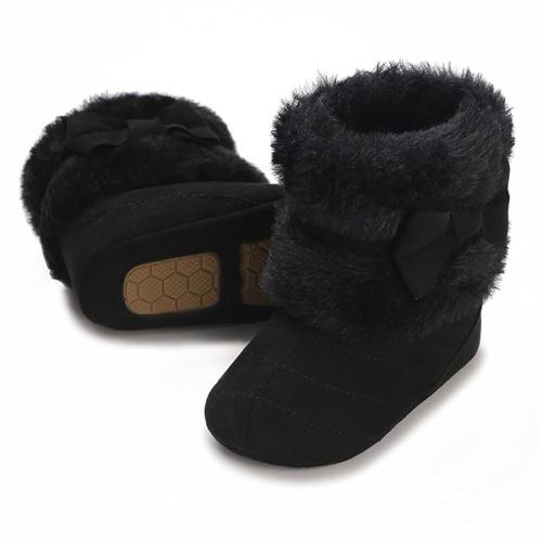 E-FAK Baby Boy Girl Boots Newborn Shoes Winter Snow Bowknot Anti-Slip Soft Sole Warm Infant Toddler Prewalker Booties
