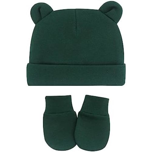 UTTPLL Newborn Hats Mittens Set Toddler Girls Boys Cotton Nursery Hospital Beanie No Scratch Gloves Unisex Baby Infant Caps