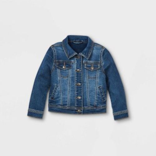 Toddler Girls' Vintage Denim Jacket - Cat & Jack™ Medium Wash 4T: Snap Closure