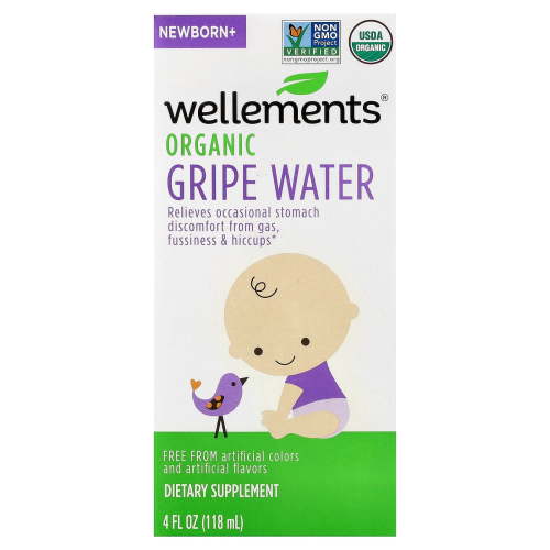 Wellements, Organic Gripe Water, 4 fl oz, Newborn Safe Herbal Remedy
