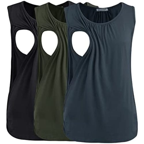 Smallshow Women's Maternity Nursing Tank Tops Breastfeeding Clothes 3-Pack