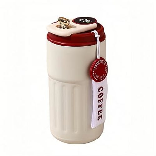 Smart Coffee Travel Mug with LED Temperature Display, Spill-Proof Leak-Proof Stainless Steel Coffee Mug, Temperature Control Travel Mug, Portable Insulated Coffee Thermos for Hot & Cold Drinks (Red)