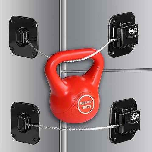 2-Pack Versatile Furniture Lock,Reusable Fridge Lock & Drawer Locks for Child& Adults Proofing with Easy-Set Combination, Heavy-Duty,Non-Marking Adhesive,Cabinet Locks for Kids & Adults