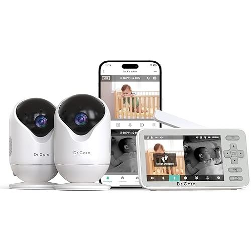 Dr.Care VistaView Lite Smart WiFi Baby Monitor with 2 Cameras, 4” 720P