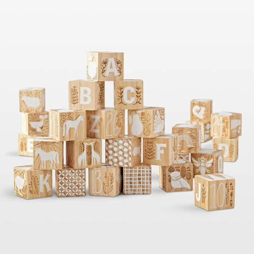 Etched Wooden Baby Blocks