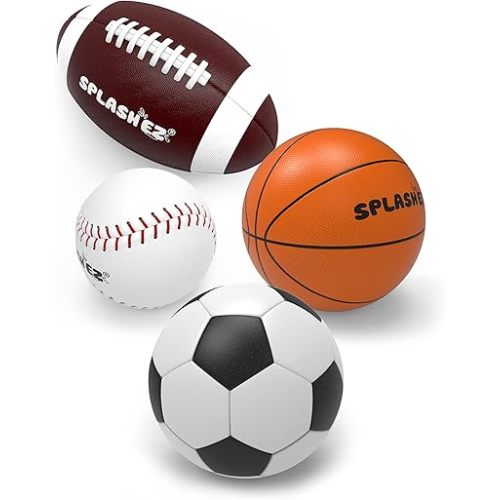 SplashEZ Baby Sports Bath Toys | Mold Free Bath Toys for Kids & Toddlers with No Hole for Water | Balls Set Ideal Size for Little Hands | Safe, Durable for Baby Tub Pool Fun for Boys Girls Ages 0 & Up