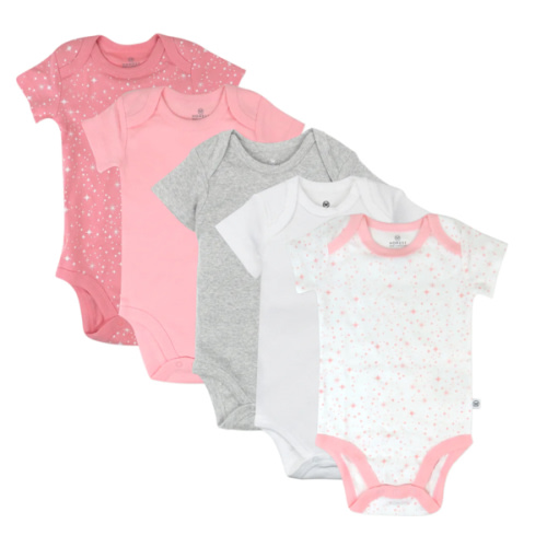 5-Pack Short Sleeve Bodysuits: 0-3M