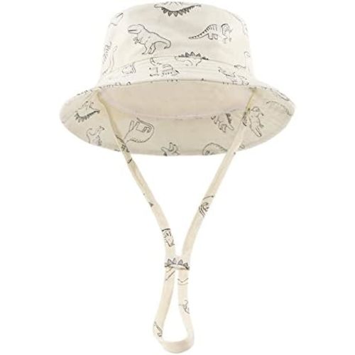 Zsedrut Dinosaur Baby Summer Hat Cotton Breathable Sun Cap with Mesh Lining Wide Brim Baby Kids Hats for Boys Girls