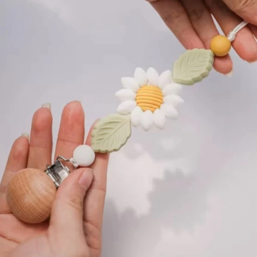 Floral Handmade Silicone Pacifier Chain Clip