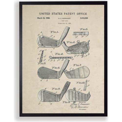 Golf Clubs Patent in Black Frame