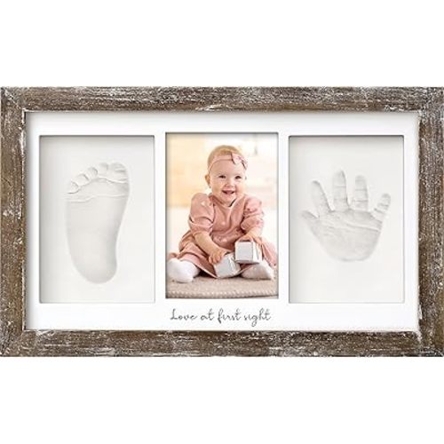 Baby Hand and Footprint Kit - Baby Footprint Kit, Newborn Keepsake Frame, Baby Handprint Kit, Personalized Baby Gifts, Nursery Decor, Baby Shower Gifts for Girls Boys (Barnwood)