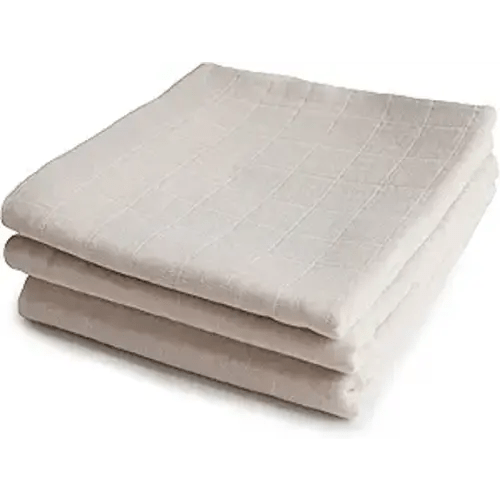 mushie Muslin Baby Cloths | 100% Organic Cotton | 23.5" x 23.5" (Fog) 3-Pack
