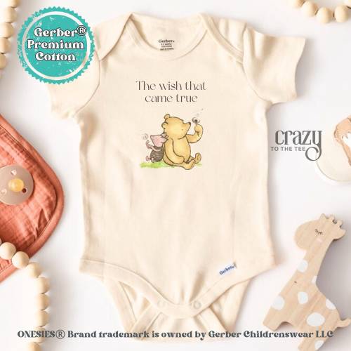 The Wish That Came True 1926 Vintage Bear Baby Bodysuit - IVF Baby Announcement bodysuit, IVF Baby Announcement Bodysuit,