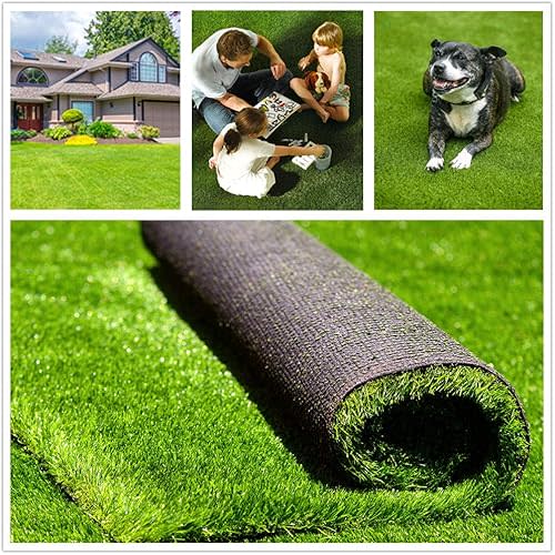 Artificial Grass Turf 6FTX15FT, 1.38" Pile Height Realistic Synthetic Grass, Indoor Outdoor Pet Faux Grass Astro Rug Carpet for Garden Backyard Patio Balcony