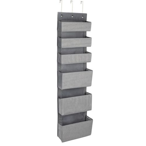 6 Pocket Over The Door Pocket Organizer, Pp Non-woven Fabric Pockets, Black