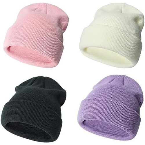 Urban Virgin 4 Packs Toddler Girls Winter Hats Infant Boys Beanie Soft Baby Caps Beanies Kids Knit Winter Hats