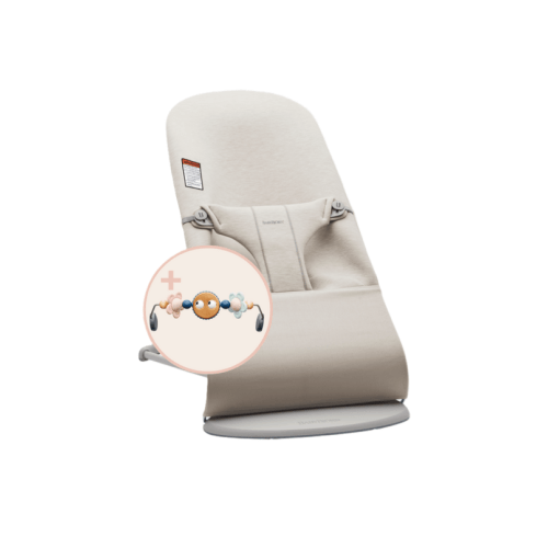 BabyBjorn Bouncer Bliss 3D Jersey Light Beige Toy Bar Googly Eyes Pastels