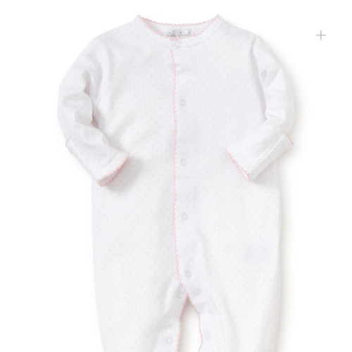 White/Pink New Kissy Dots Print Footie (3-6 months)