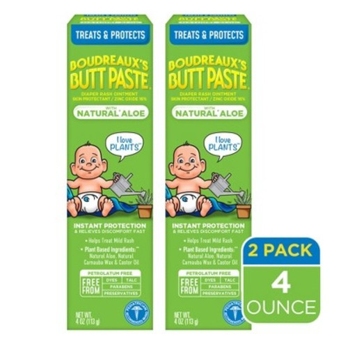 Boudreaux's Butt Paste Baby Diaper Rash Cream with Natural Aloe - 4oz/2pk