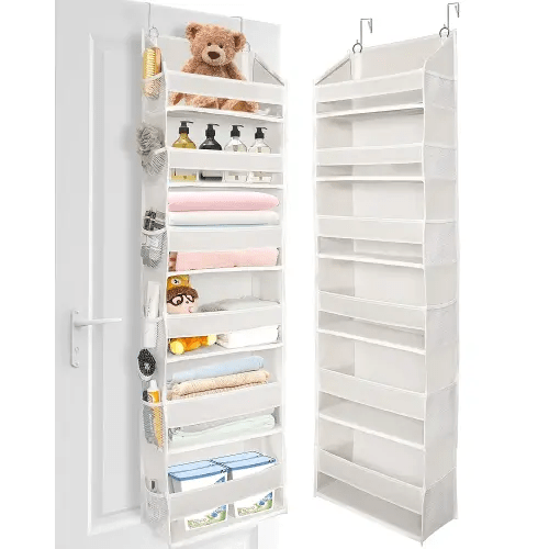 ULG Over The Door Organizer with 6 Large Pockets 12 Side Pockets, 50lbs Weight Capacity Door Hanging Organizer for Bedroom, Bathroom, Pantry, Nursery Storage, Beige