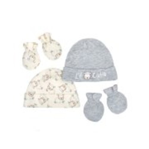 Gerber Newborn Baby Boy or Girl Unisex Organic Cap and Mittens Set, 4pc