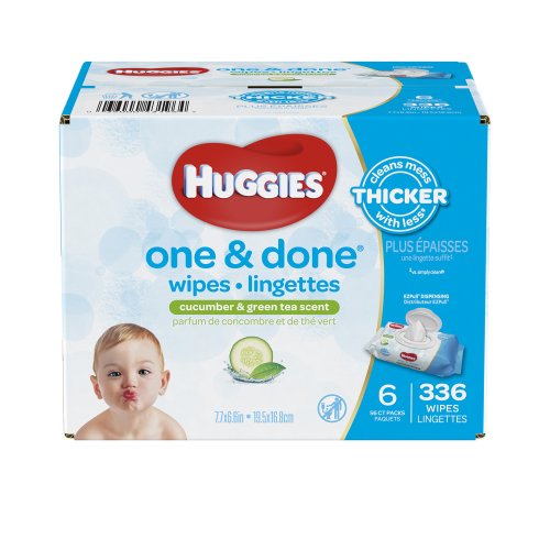 Huggies One and Done Baby Wipes - Cucumber & Green Tea Scent - 336 ct