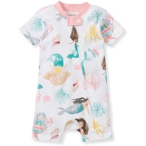 Burt's Bees Baby baby-girls Short Sleeve Pajamas, One-piece Sleeper Romper Pjs, Snug Fit for Infants 3 to 24 Months