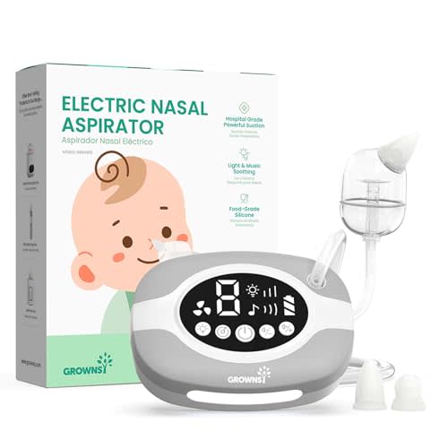 GROWNSY Electric Nose Suction for Baby, Hospital-Grade Nasal Aspirator with Night Light,Soothing Lullabies, Baby Nose Sucker with 9 Adjustable Suction Levels