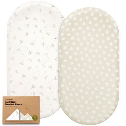 Keababies Bassinet Sheet For Baby Girls, Boys, 2-pack Isla Fitted Bassinet Sheets, Bassinet Mattress Sheets (pecan)