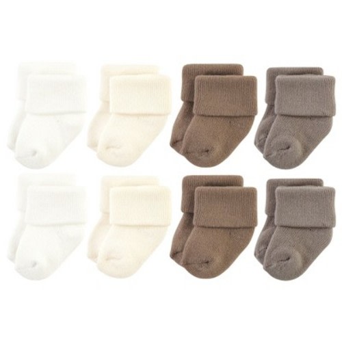 Hudson Baby Cotton Rich Newborn and Terry Socks, Solid Beige Brown, Size: 0-6 months
