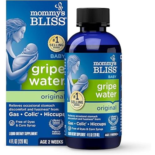 Mommy's Bliss Gripe Water Original, Infant Gas & Colic Relief, Gentle & Safe, 2 Weeks+, 4 Fl Oz (Pack of 1)