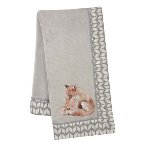 Painted Forest Fox Coral Fleece Baby Blanket - Gray – Lambs & Ivy